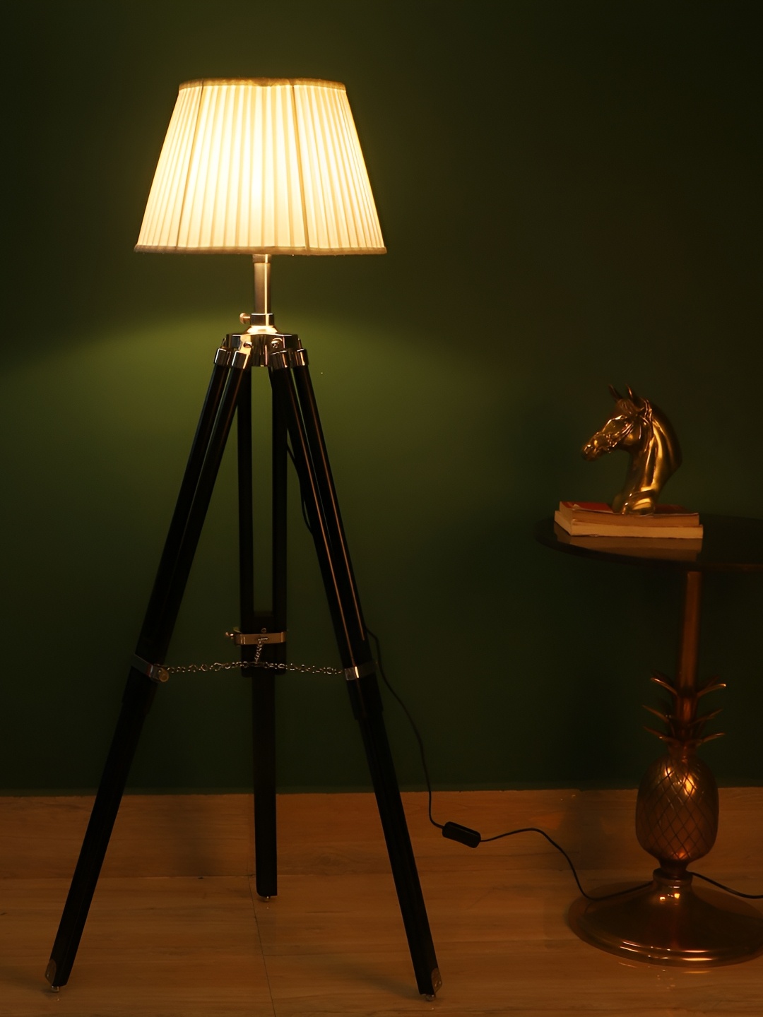 

pristine interiors Black & White Tripod Floor Lamp