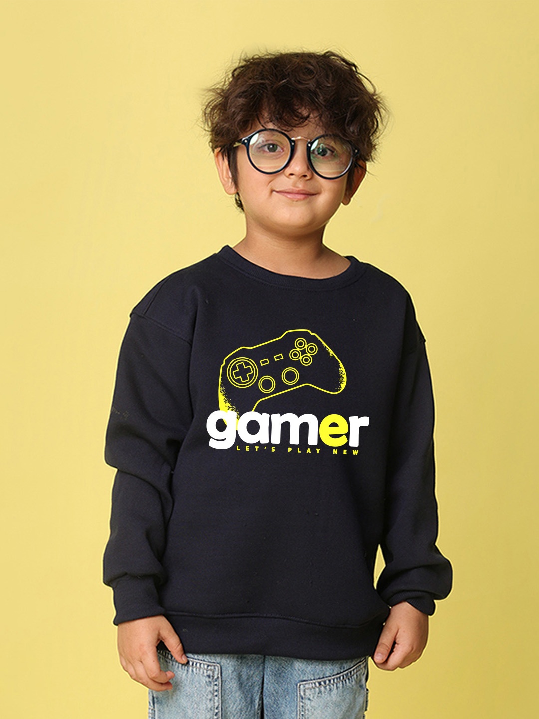 

NUSYL Boys Printed Oversized Sweatshirt, Navy blue