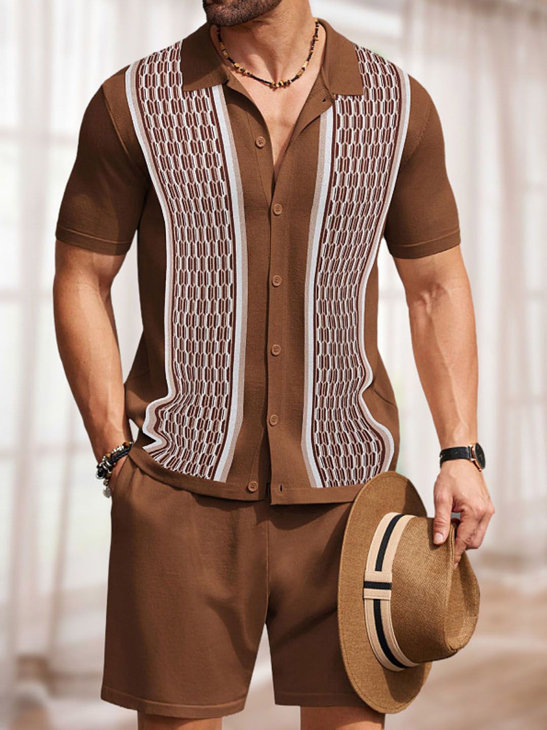 

StyleCast Brown Printed Shirt & Shorts