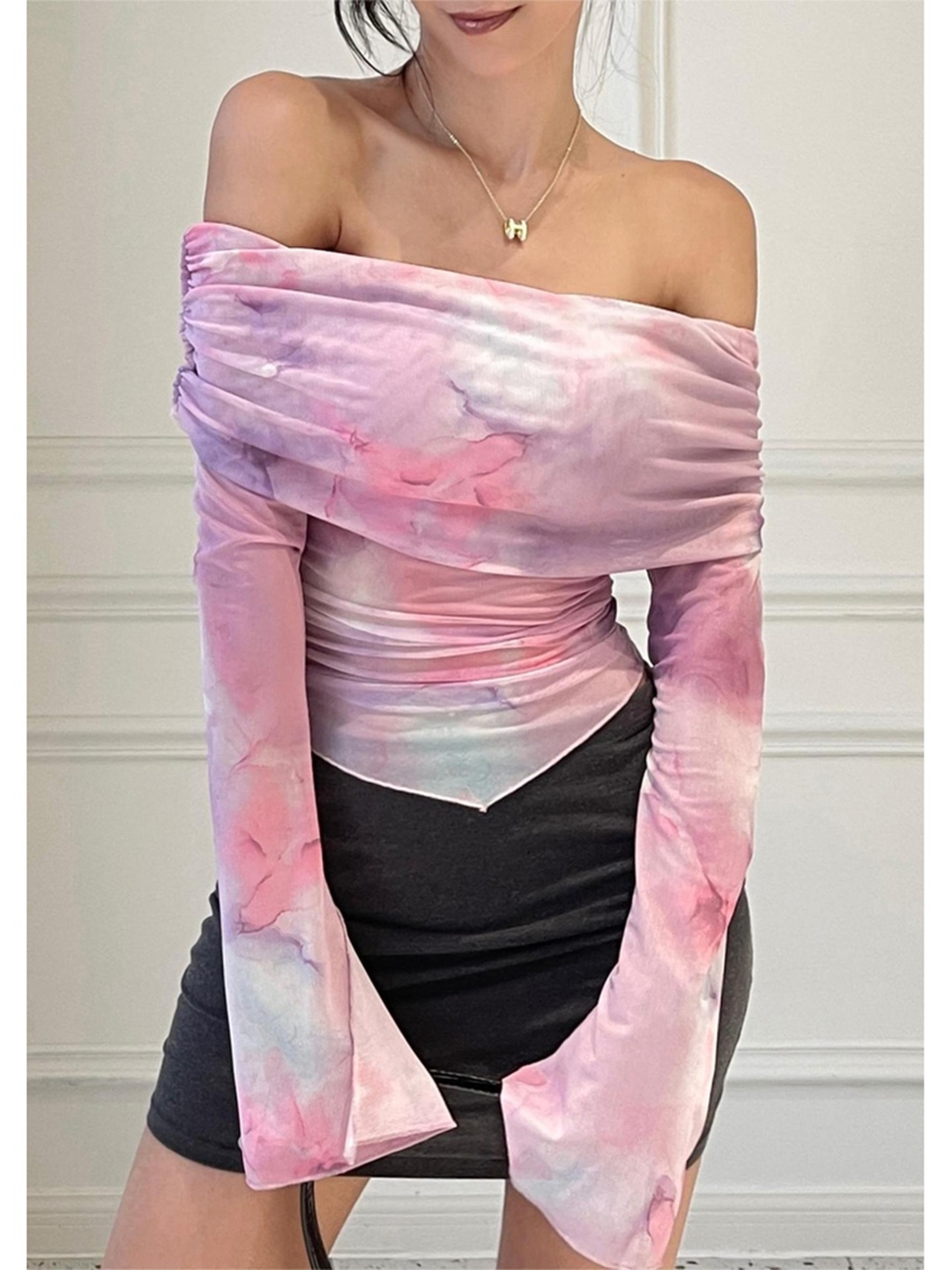 

LULU & SKY Women Dyed Off-Shoulder Top, Pink