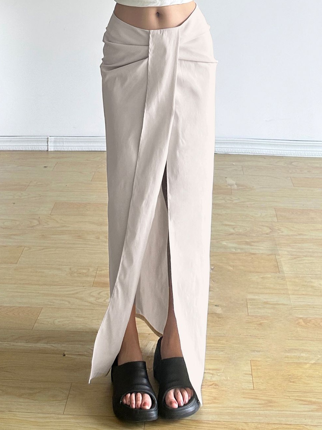 

StyleCast A-Line Maxi Skirt, Beige