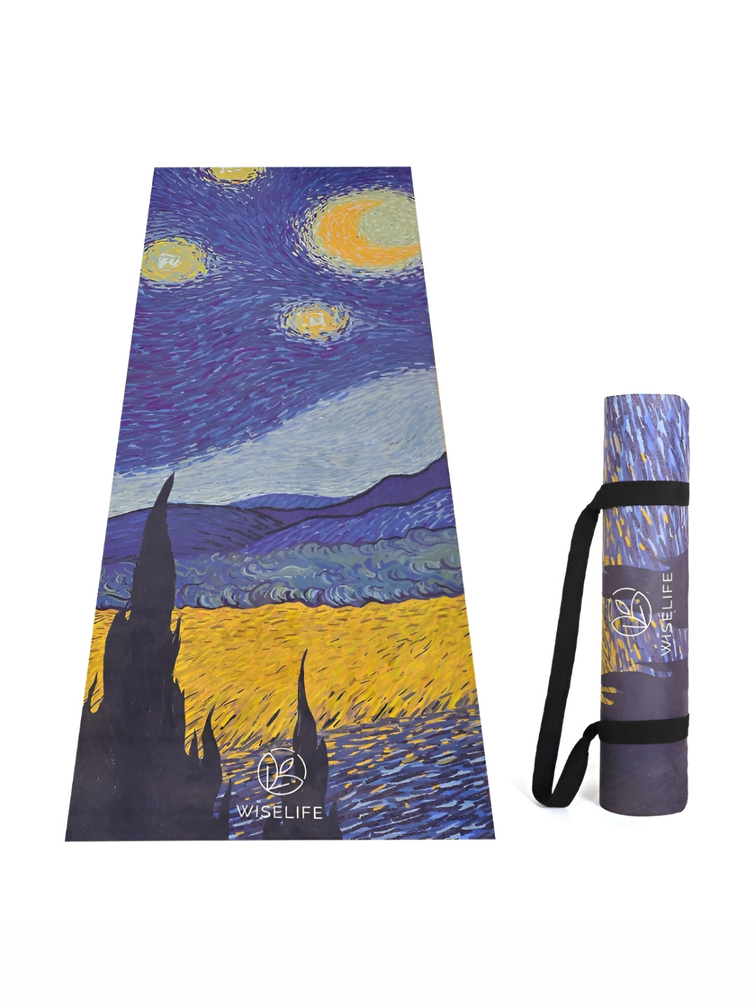 

WiseLife Blue Printed Rectangular Anti-Skid Yoga Mat & Carry Strap