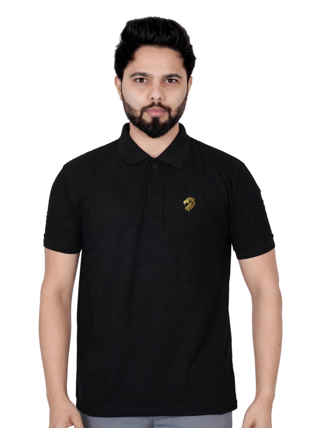 

LA MILANO Men Polo Collar Slim Fit T-shirt, Black