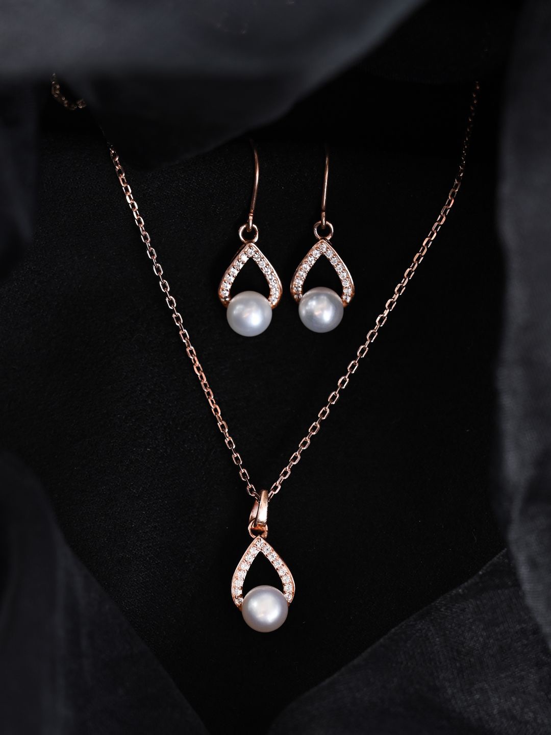 

Clara 925 Sterling Silver Rose Gold Plated Beaded Jewellery Set