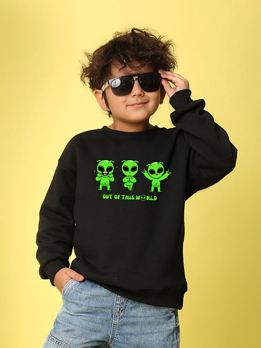 

NUSYL Boys Printed Oversized Sweatshirt, Black