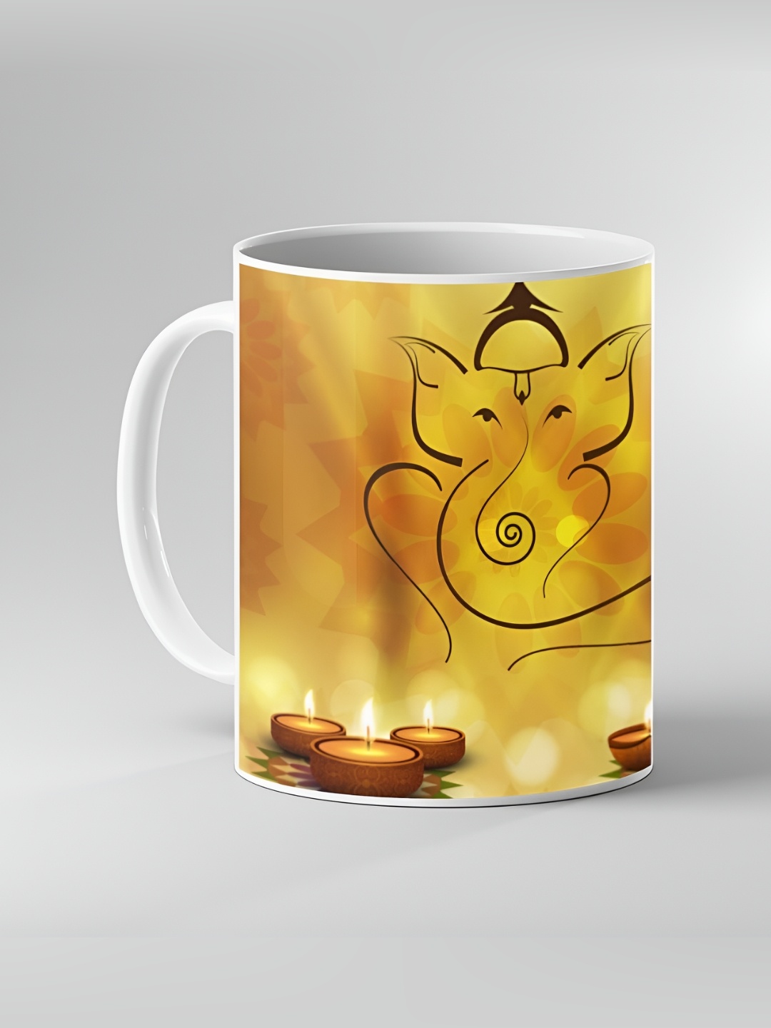 

Keviv White & Yellow Dishwasher and Microwave Safe Printed Ceramic Coffee Mug 325 ml