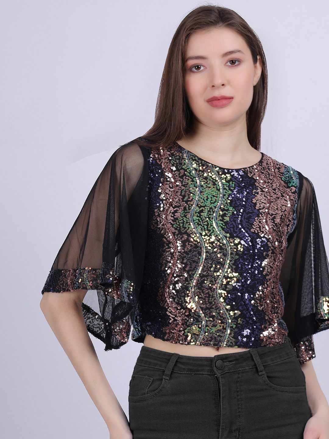 

Aumbe Embellished Crop Top, Blue