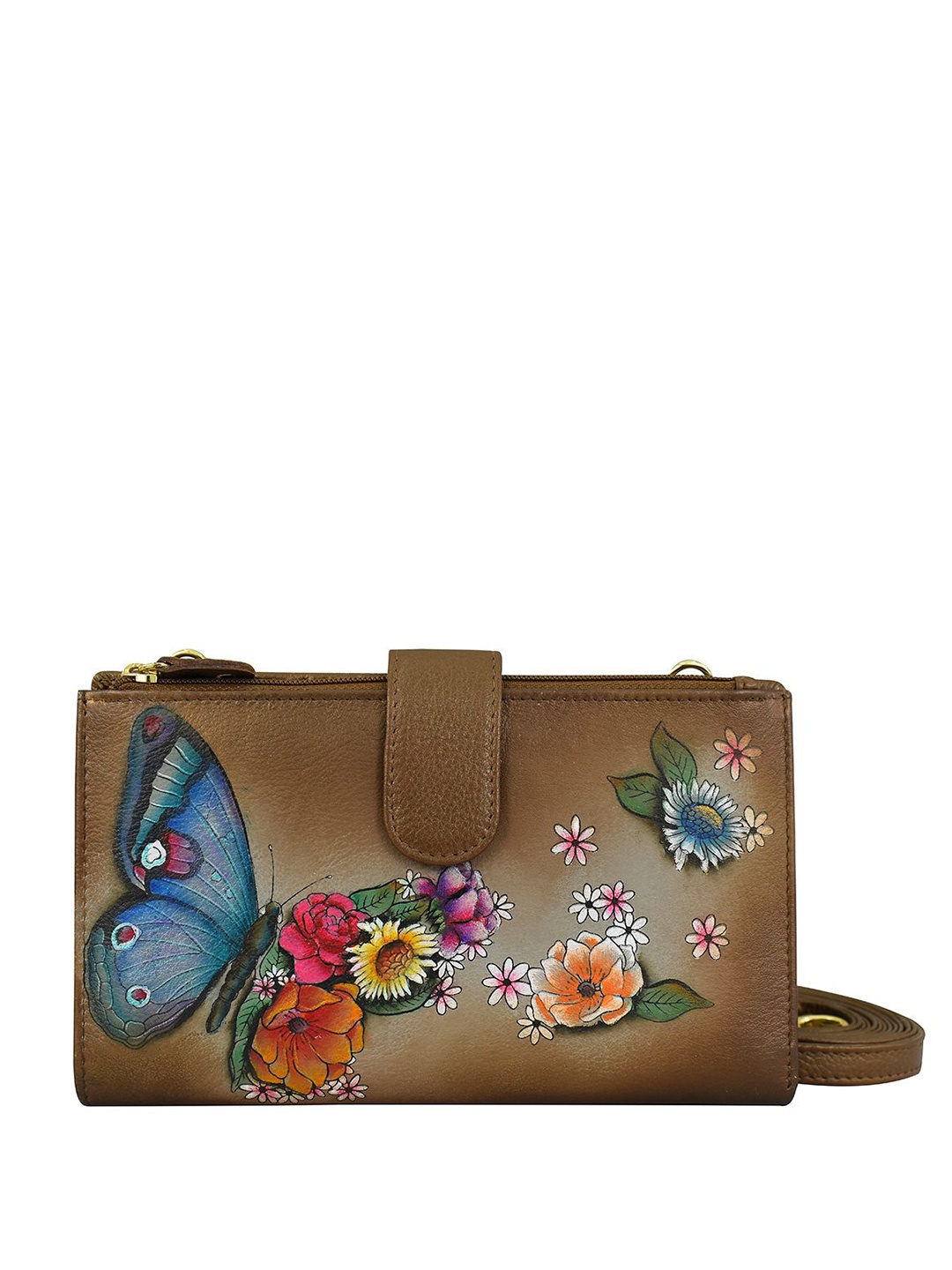 

Anuschka Women Floral Printed Leather Zip Around Wallet, Bronze