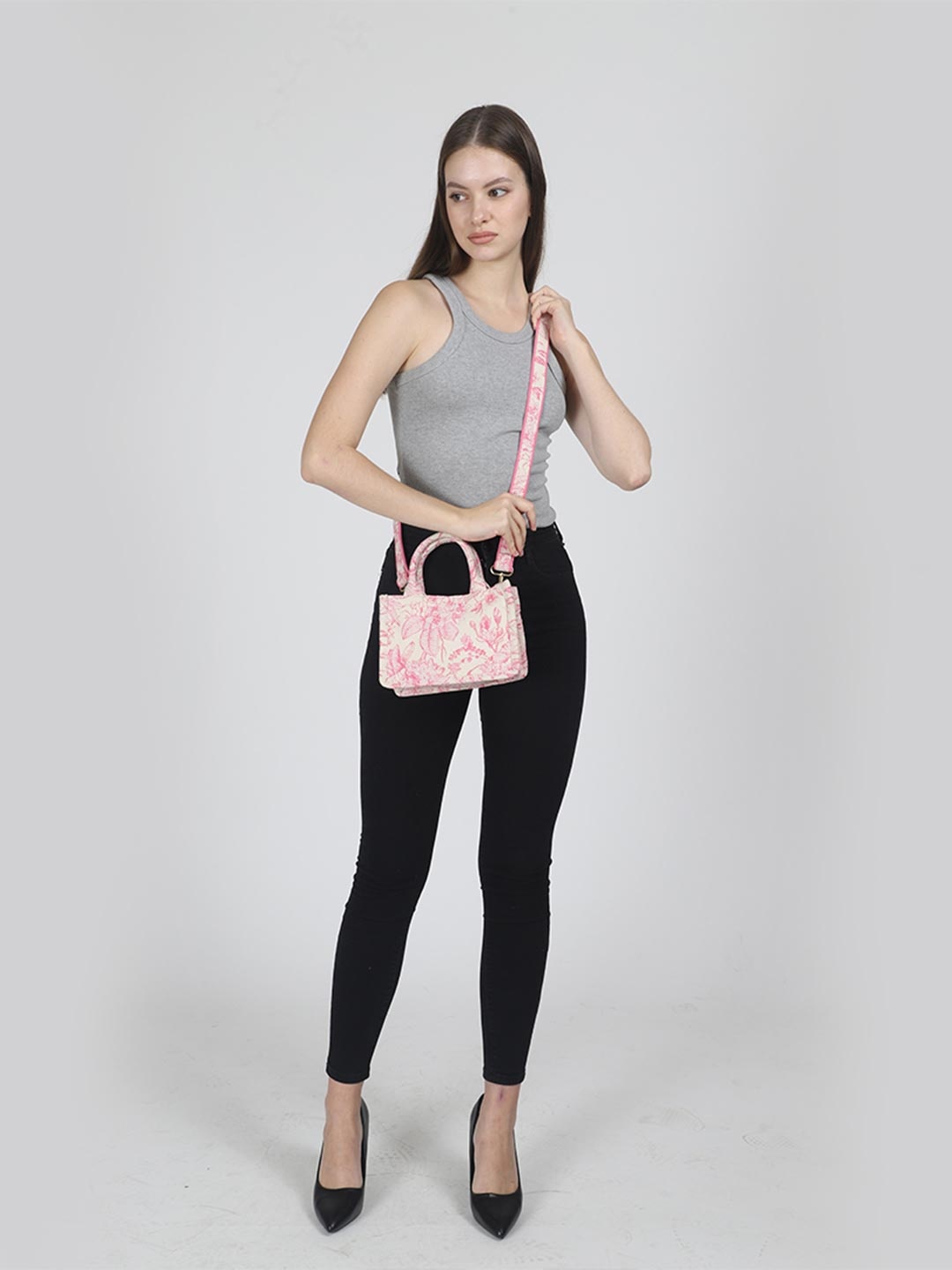 

INDIVIDUAL DESIGN tropical Pattern Jacquard Weave Structured Handbag, Pink