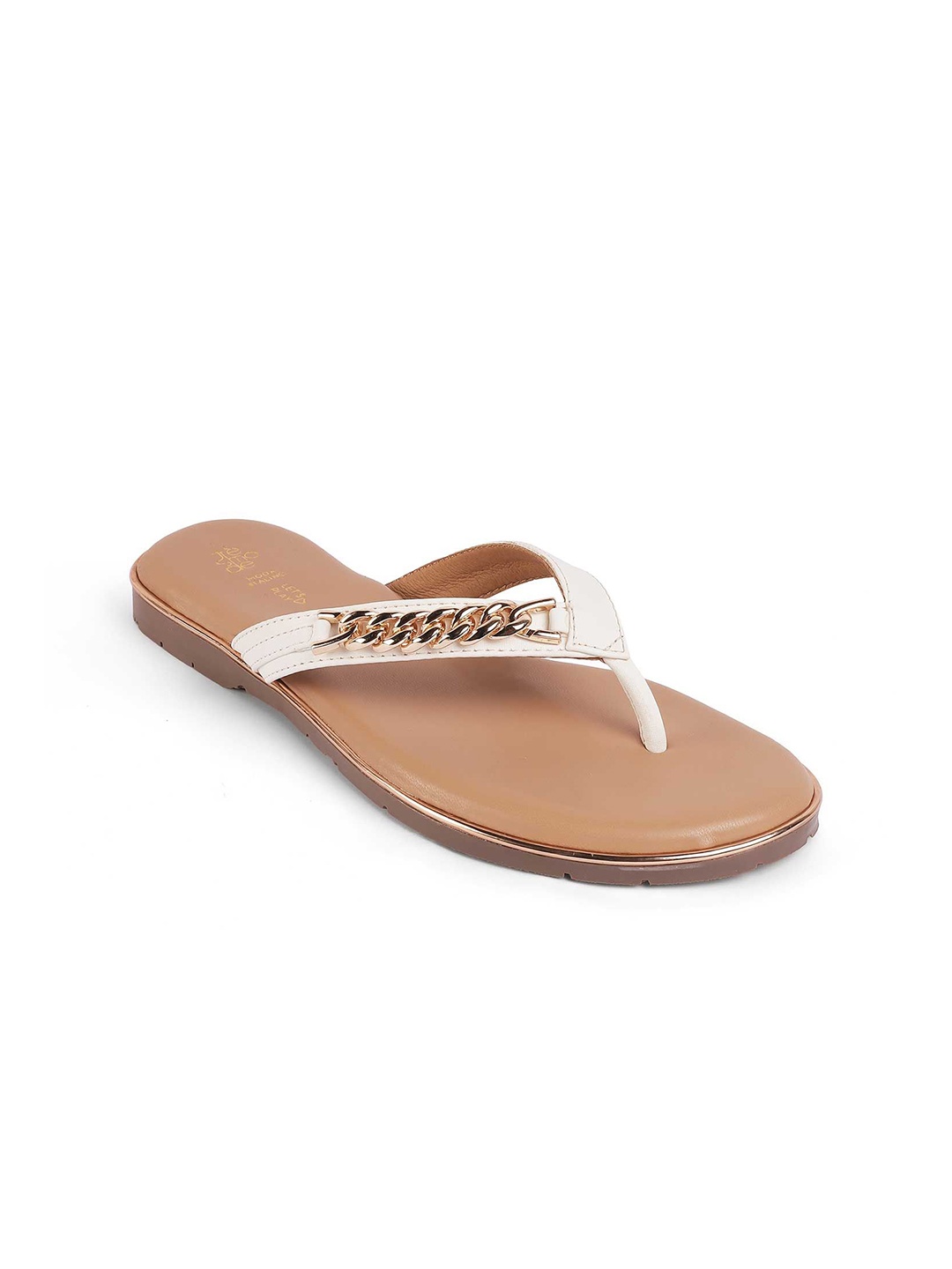 

Tresmode Women Leather Open Toe T-Strap Flats Flats, White