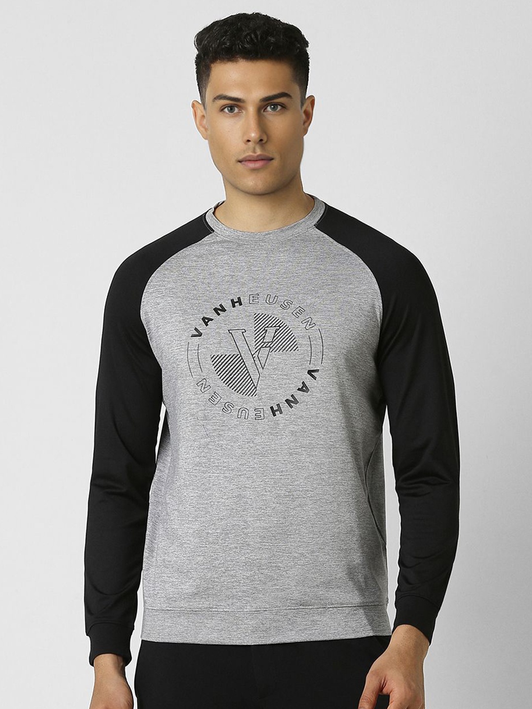 

Van Heusen Flex Men Brand Logo Printed Sweatshirt, Grey