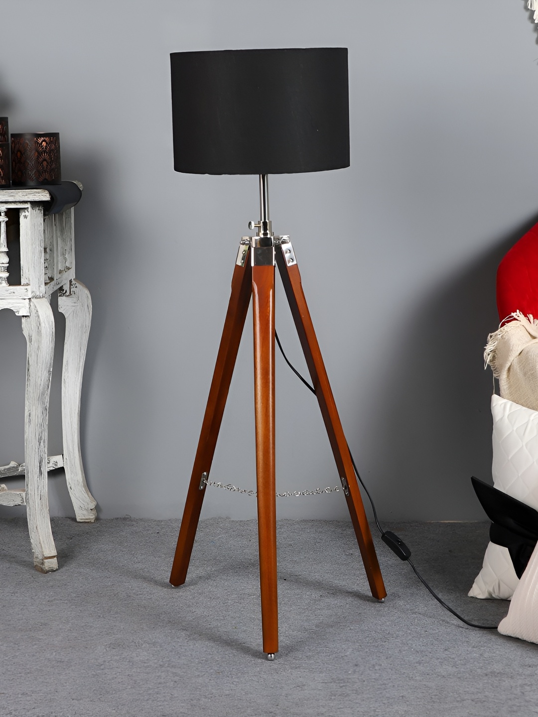 

pristine interiors Brown & Black Wooden Tripod Floor Lamp