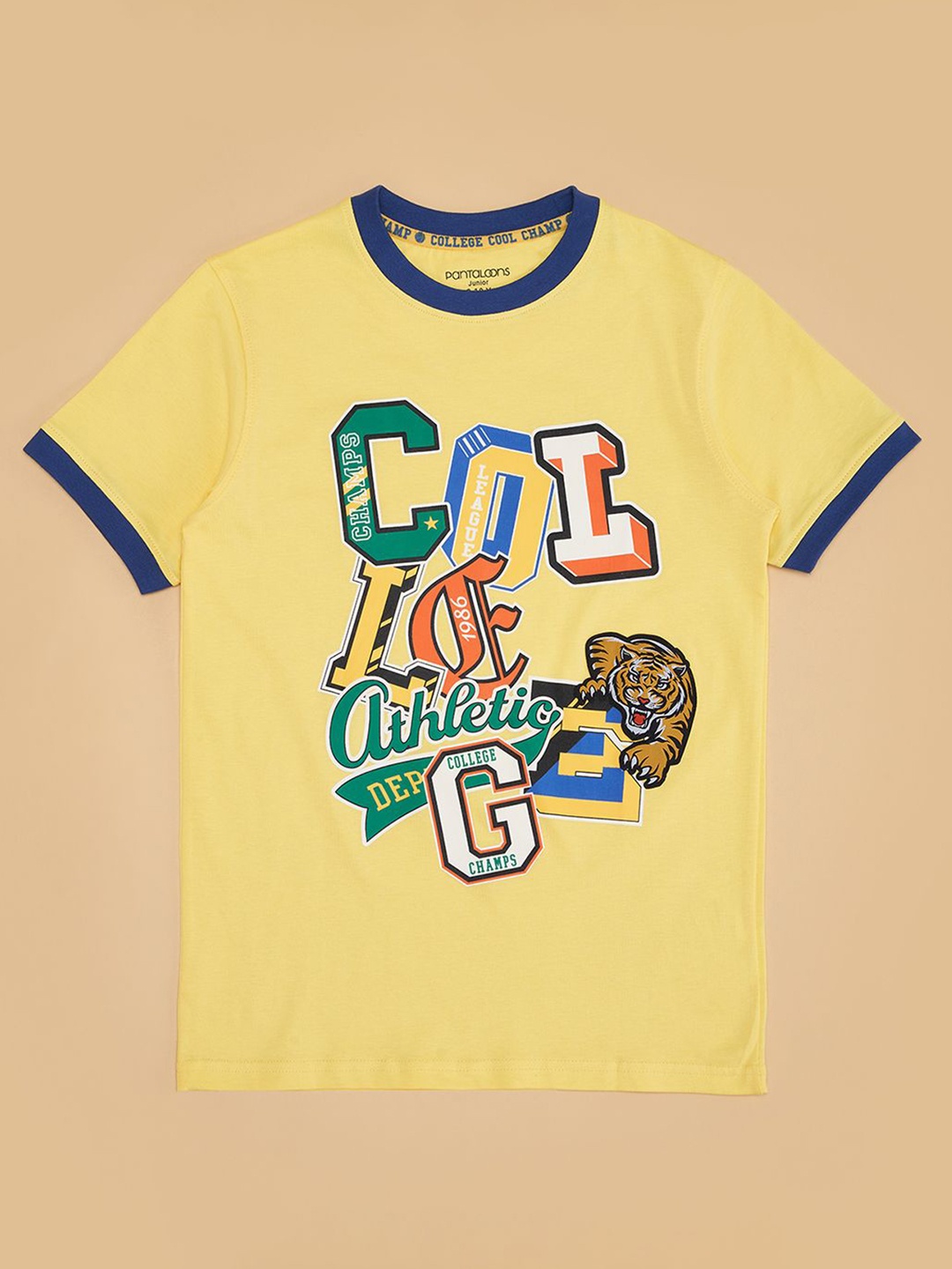 

Pantaloons Junior Boys Graphic Printed Round Neck Cotton T-shirt, Yellow