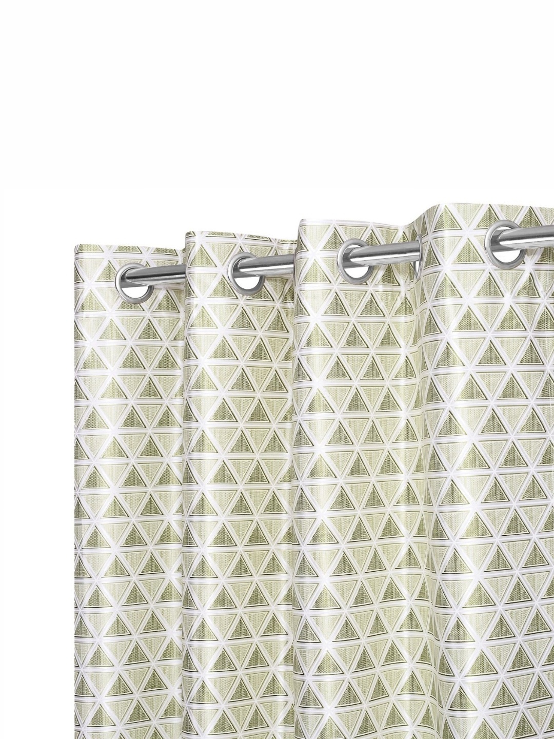 

REYANSH DECOR Green 2 Pieces Geometric Printed Room Darkening Window Curtains