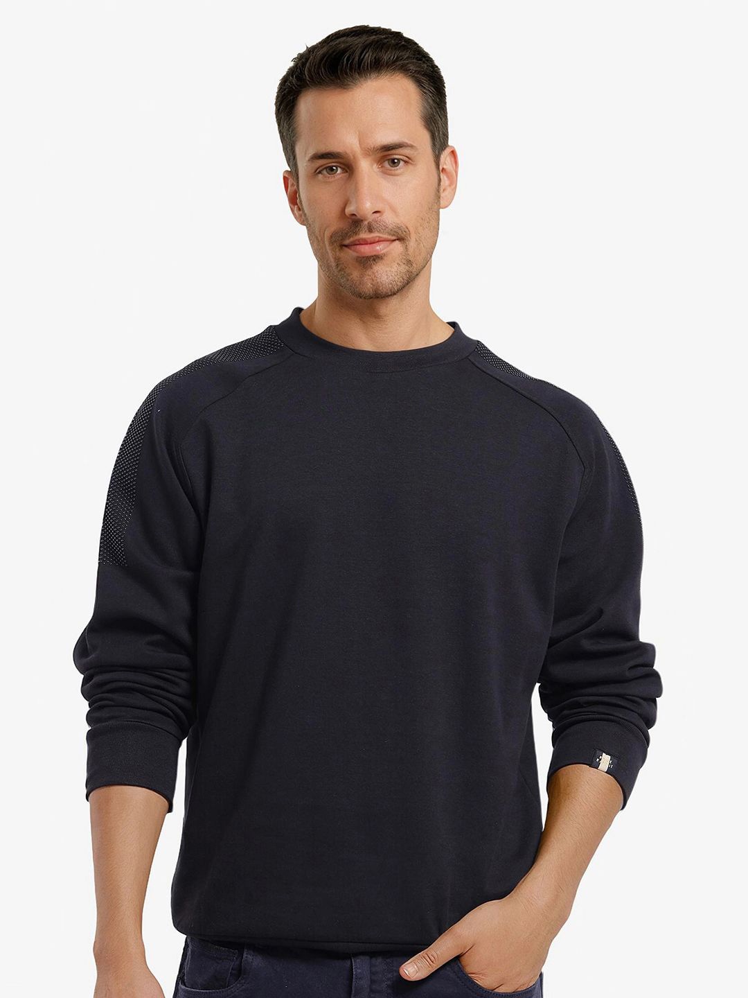 

RARE RABBIT Men Round Neck Pullover Sweatshirt, Black