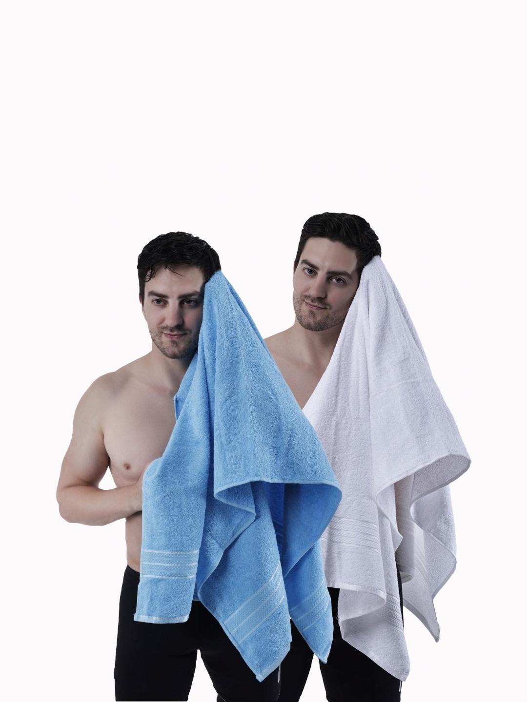 

Dollar Blue & White 2 Pieces Cotton 400 GSM Bath Towel