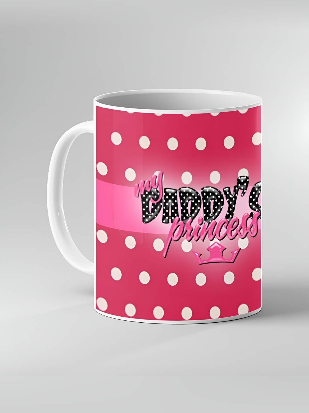 

Keviv White & Pink Text or Slogans Printed Ceramic Glossy Mug 325 ml