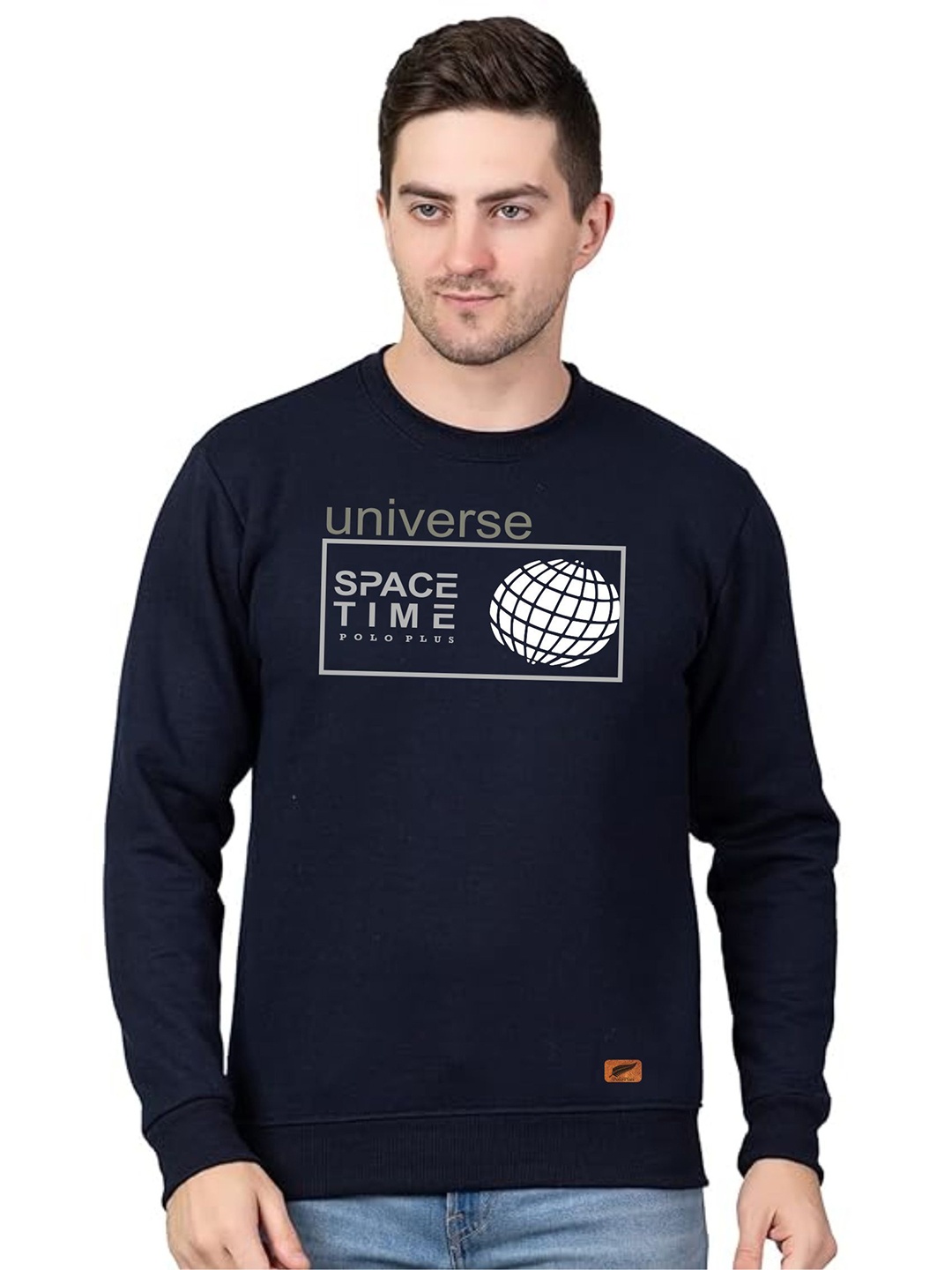 

Polo Plus Men Printed Round Neck Sweatshirt, Navy blue