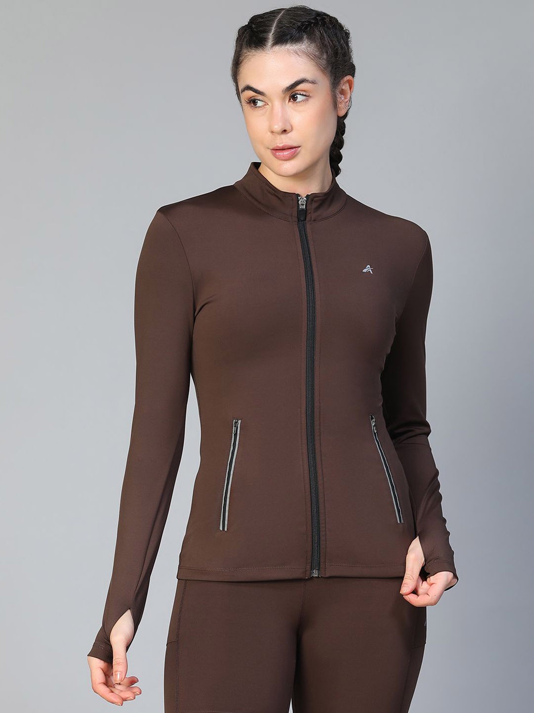 

ATHLISIS Women Lightweight Training or Gym Sporty Jacket, Camel brown