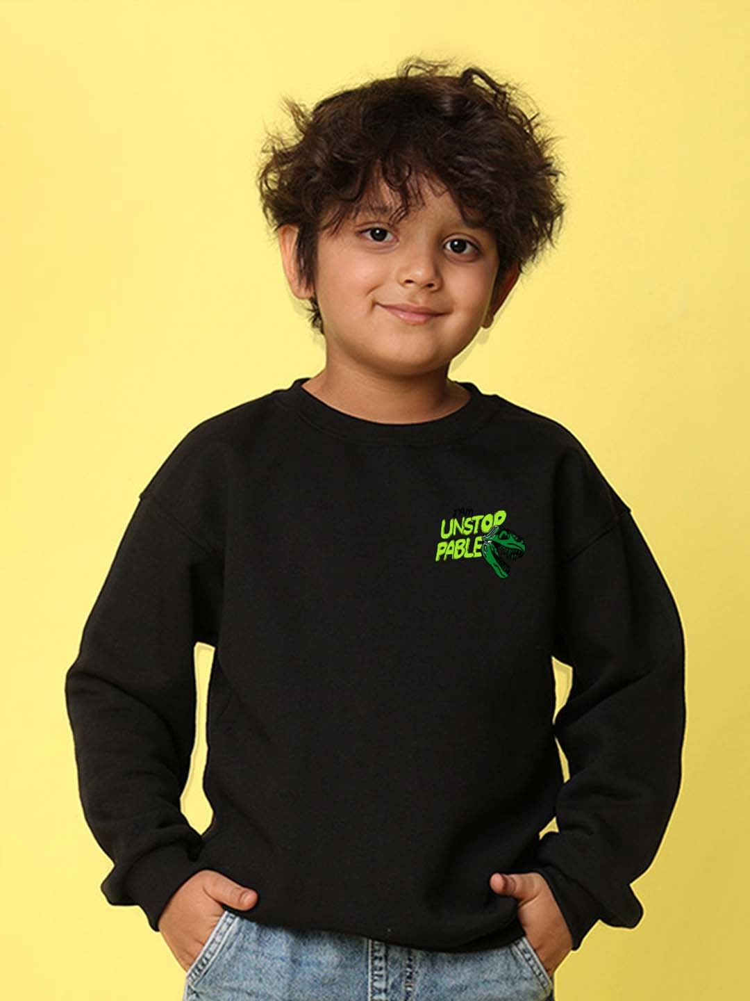 

NUSYL Boys Printed Oversized Sweatshirt, Black