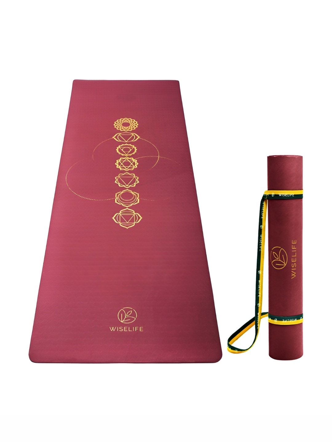 

WiseLife Maroon Printed Rectangular Anti-Skid Yoga Mat With Straps