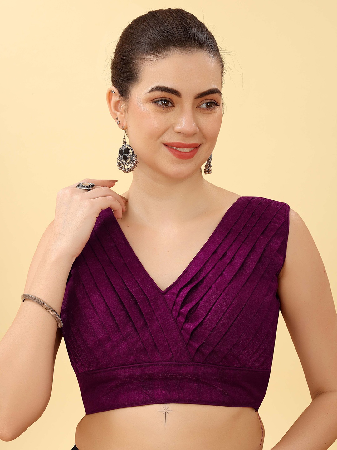 

Krimmple Women Sleeveless Saree Blouse, Purple