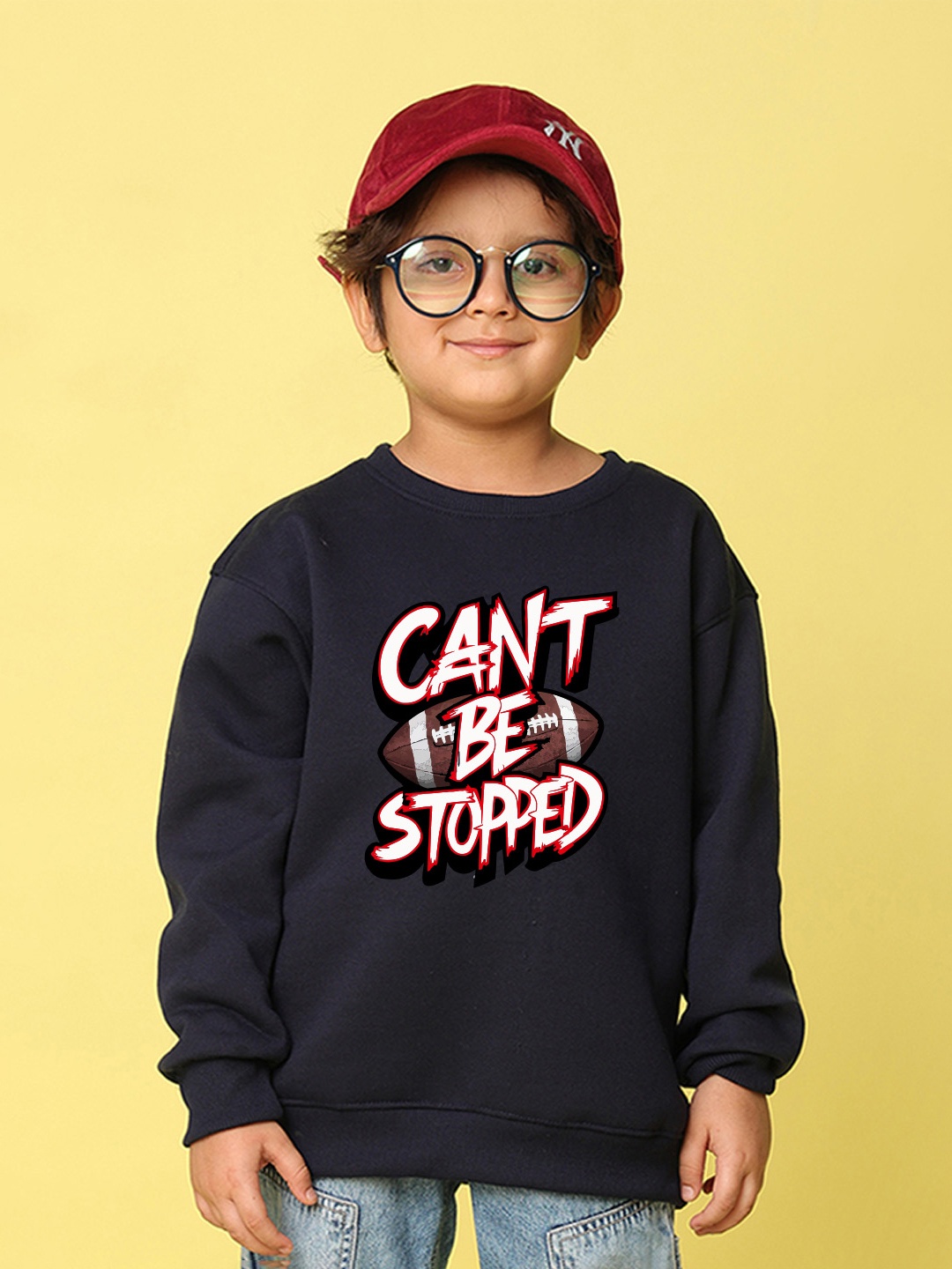 

NUSYL Boys Printed Oversized Sweatshirt, Navy blue