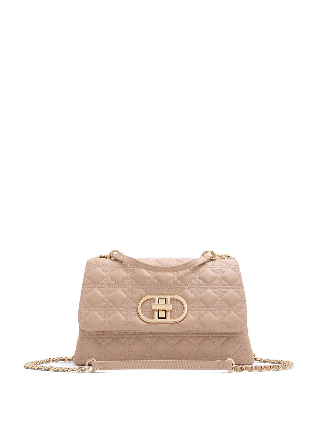 

Call It Spring PU Structured Sling Bag with Quilted, Beige