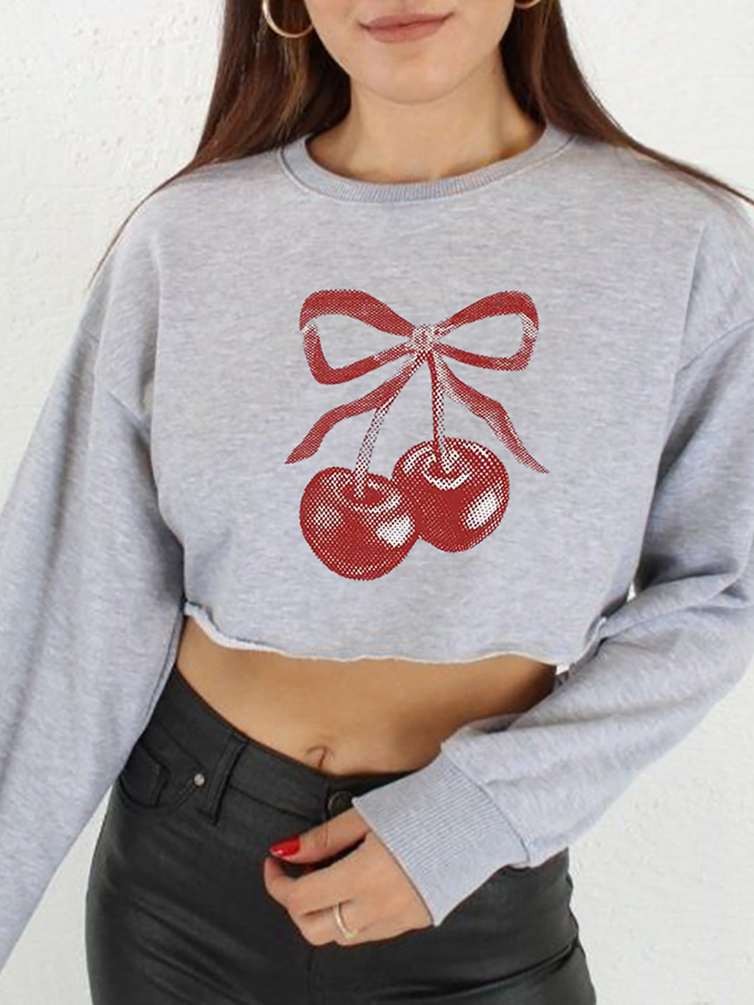

StyleCast x Revolte Women Graphic Printed Crop Sweatshirt, Grey
