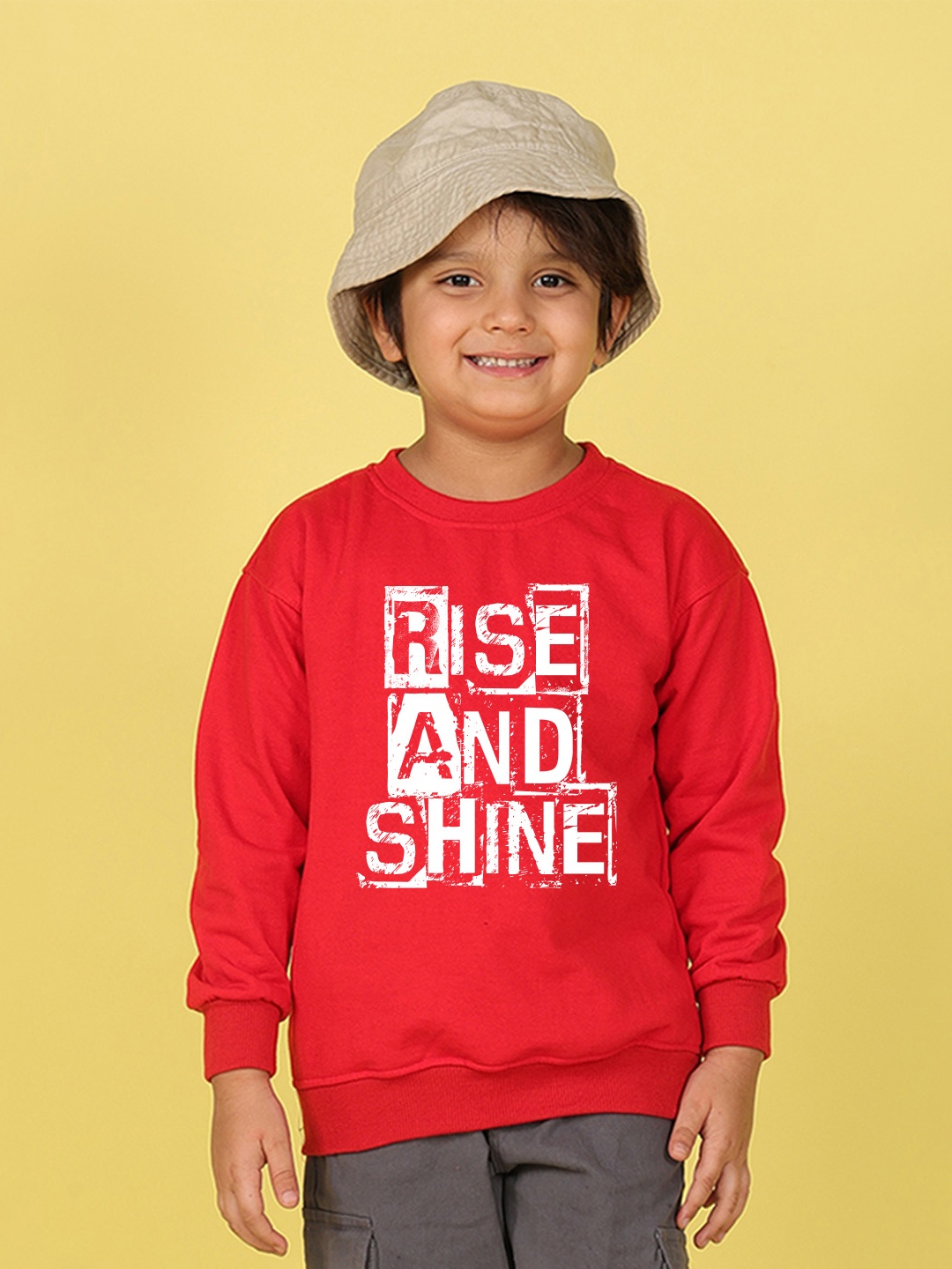 

NUSYL Boys Printed Oversized Sweatshirt, Red