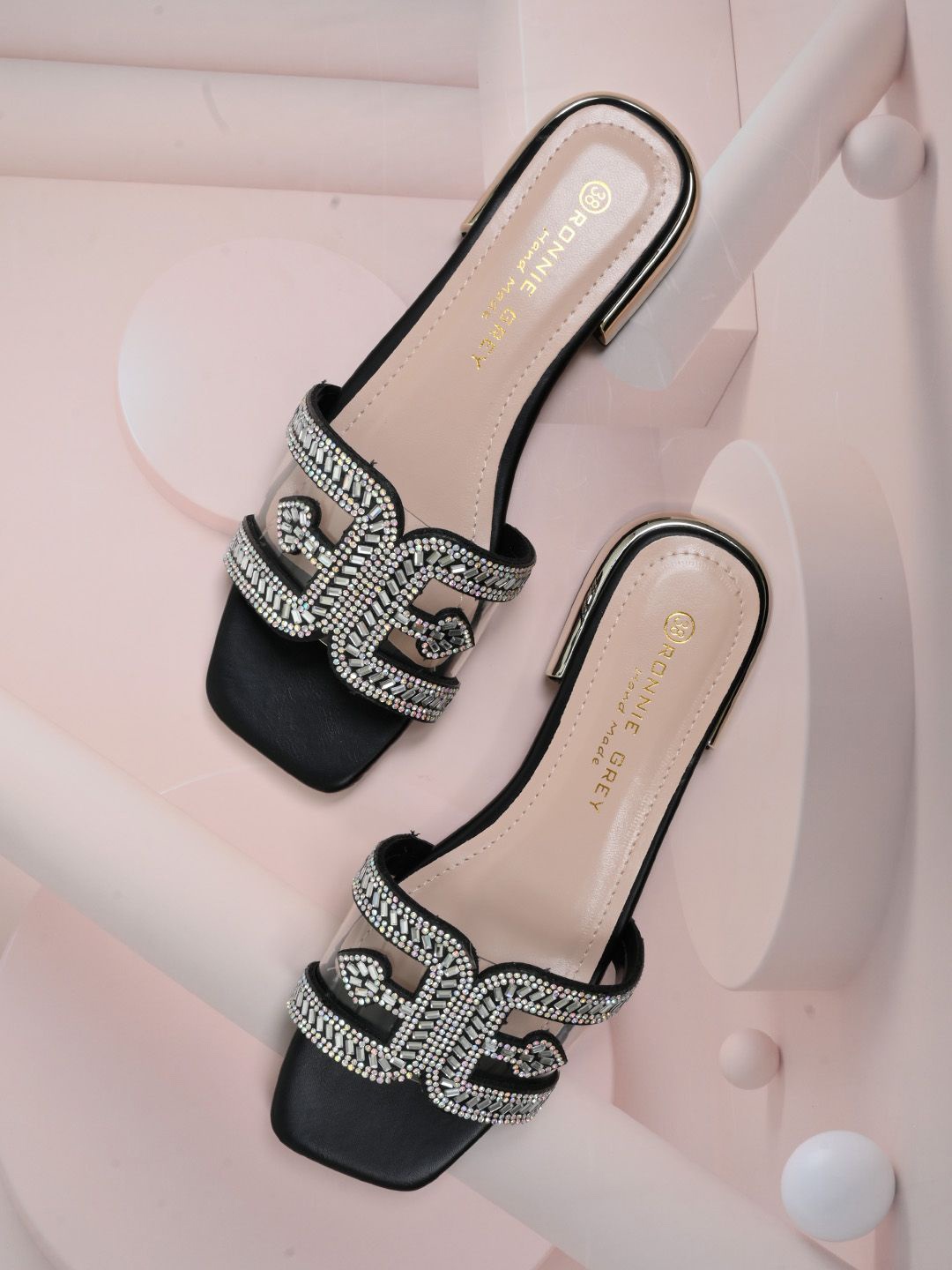 

Ronnie Grey Women Embellished Open Toe Flats, Black