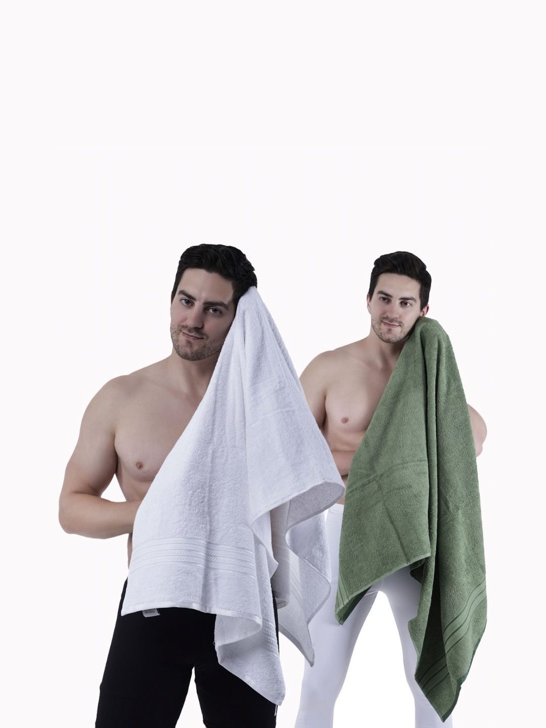 

Dollar Green & White 2 Pieces Cotton 400 GSM Bath Towels