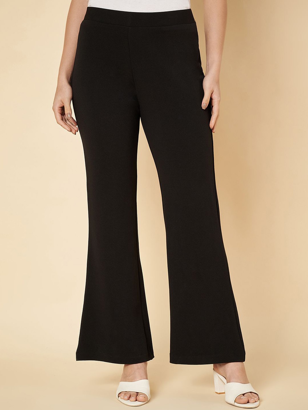 

Fbella Women Relaxed Straight Leg Flared Trousers, Black