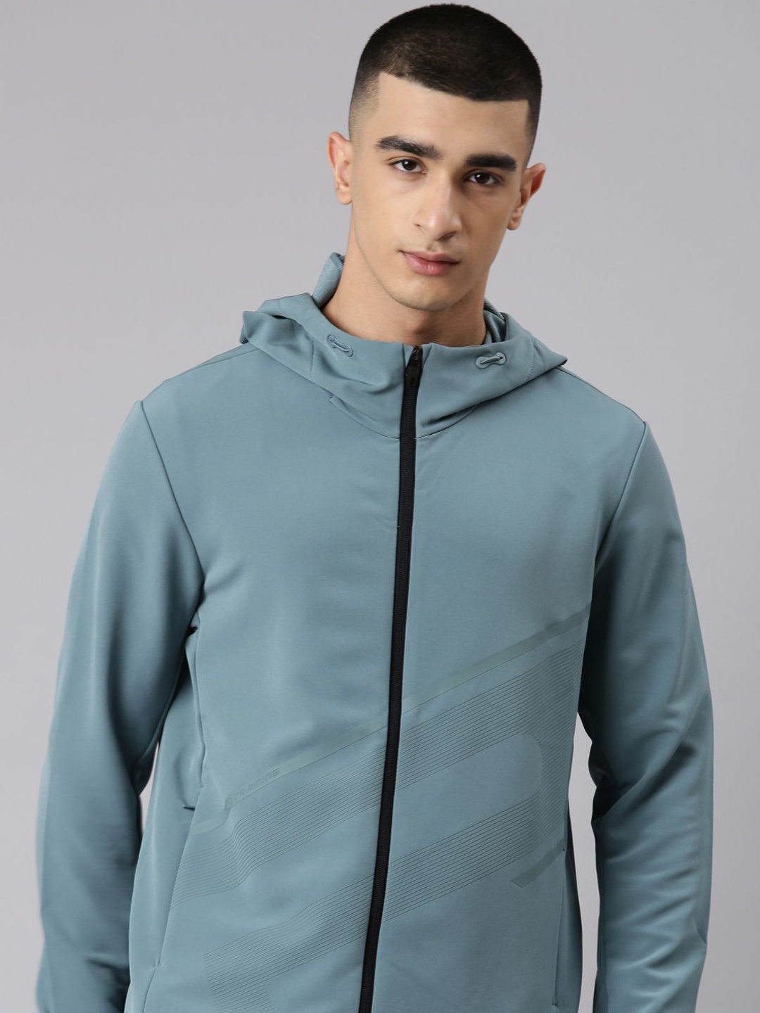 

Xtep Men Hooded Windcheater Training Sporty Jacket, Grey