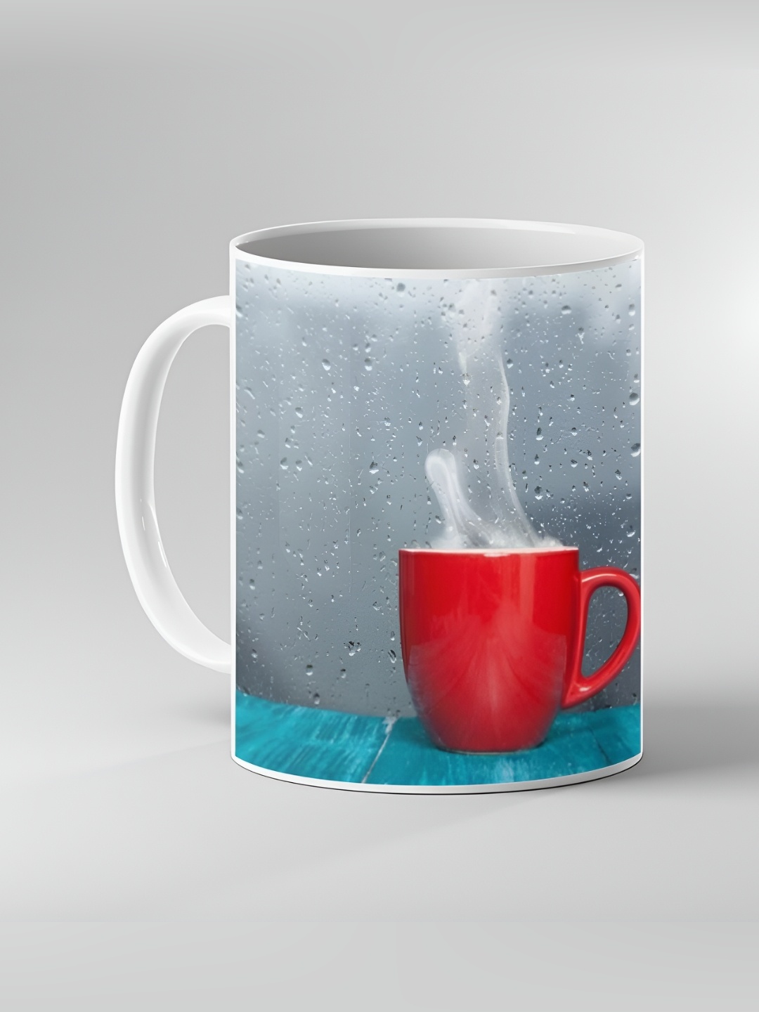 

Keviv White & Green Printed Ceramic Glossy Mug 325ml