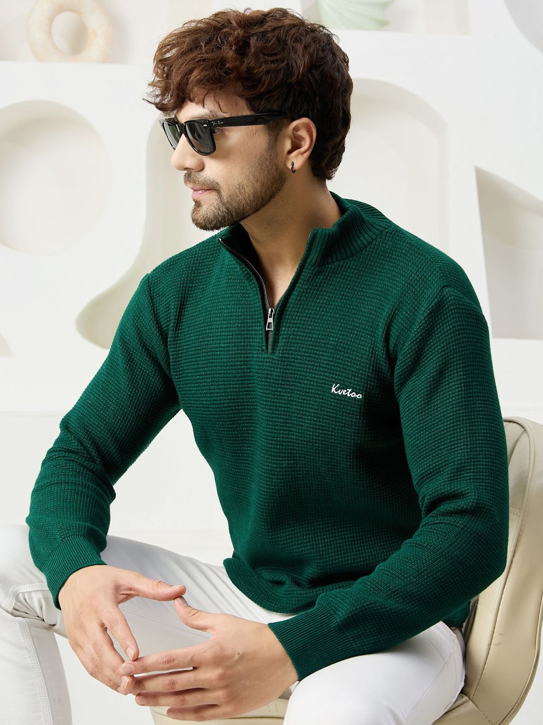 

KVETOO Men Pullover, Green