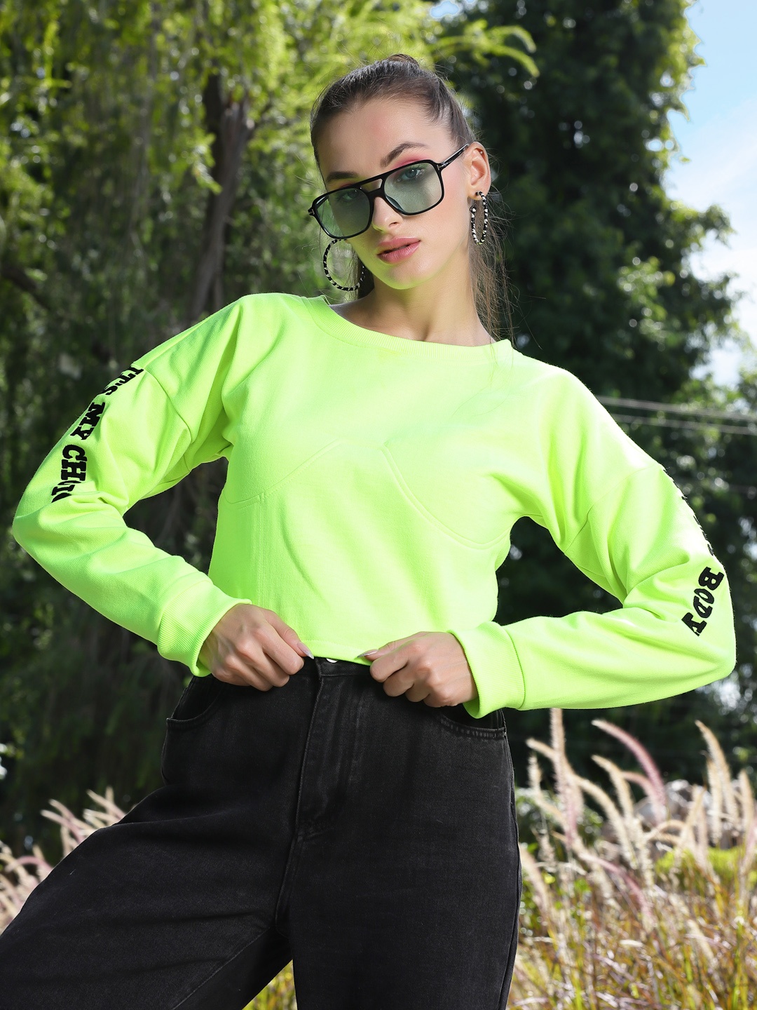 

Athena Women Typography Printed Pullover Sweatshirt, Green