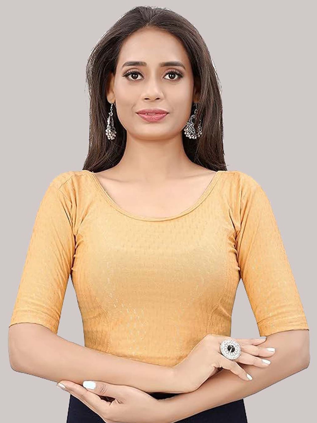 

Krimmple Embellished Saree Blouse, Beige