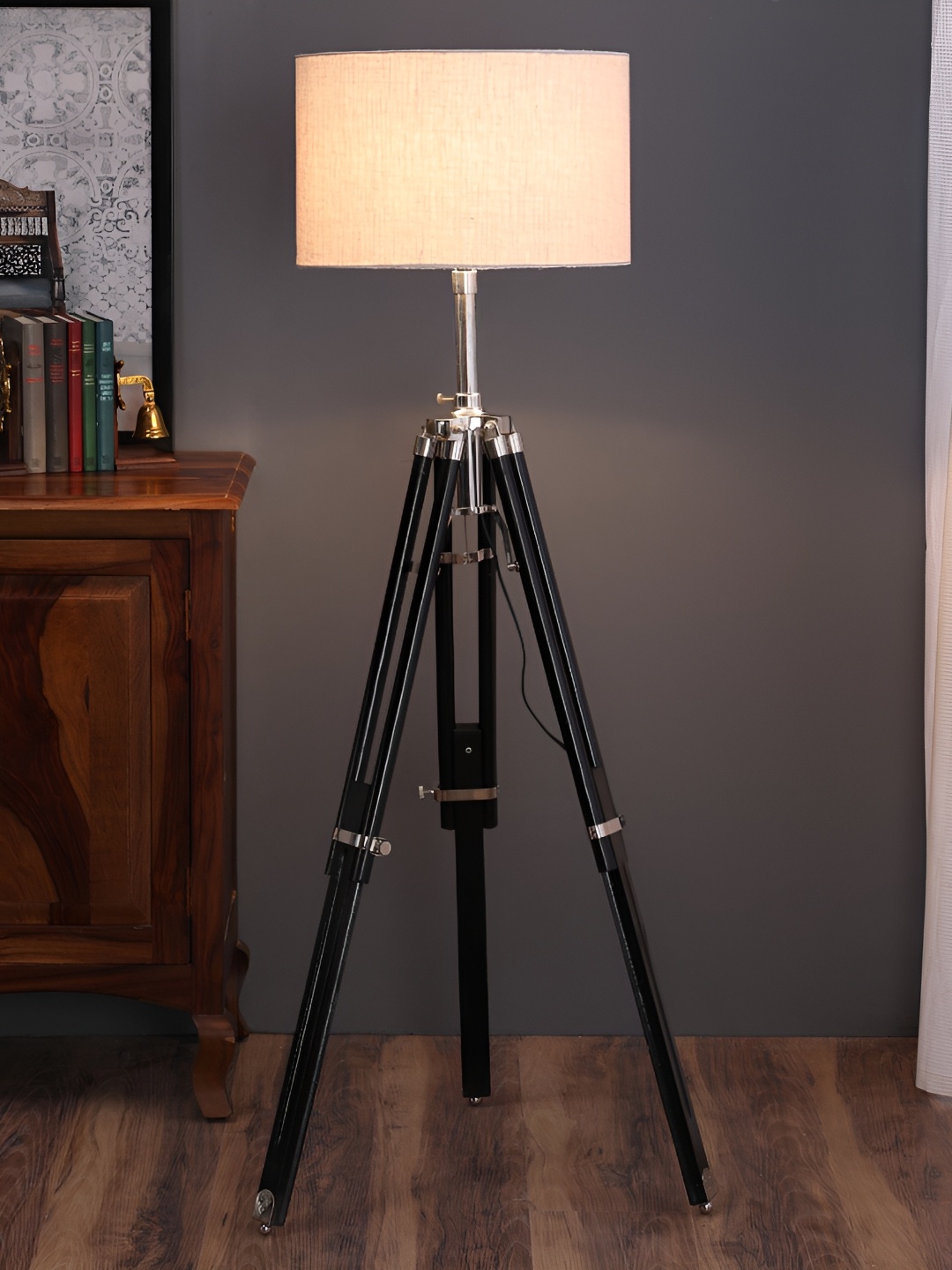 

pristine interiors Black Wooden Tripod Floor Lamps