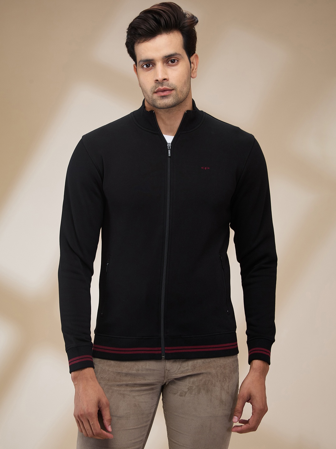 

ColorPlus Men Woollen Mock Collar Pullover Sweaters, Black