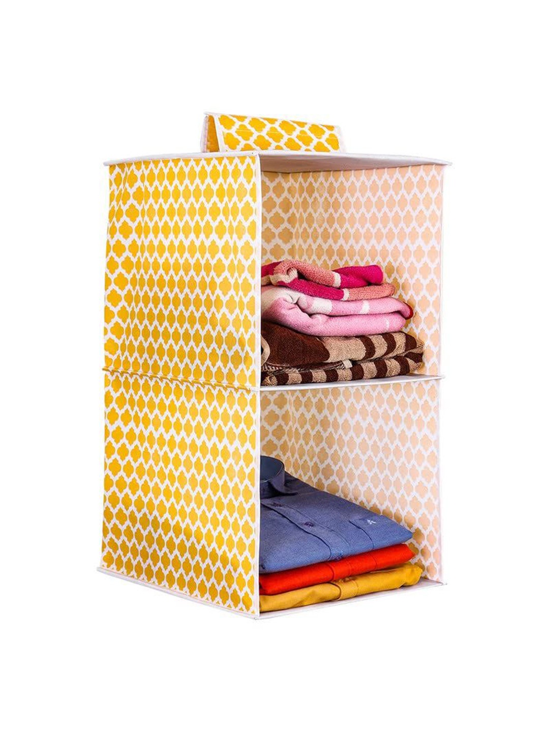 

prettykrafts Yellow Printed 2-Shelf Hanger Closet Organisers