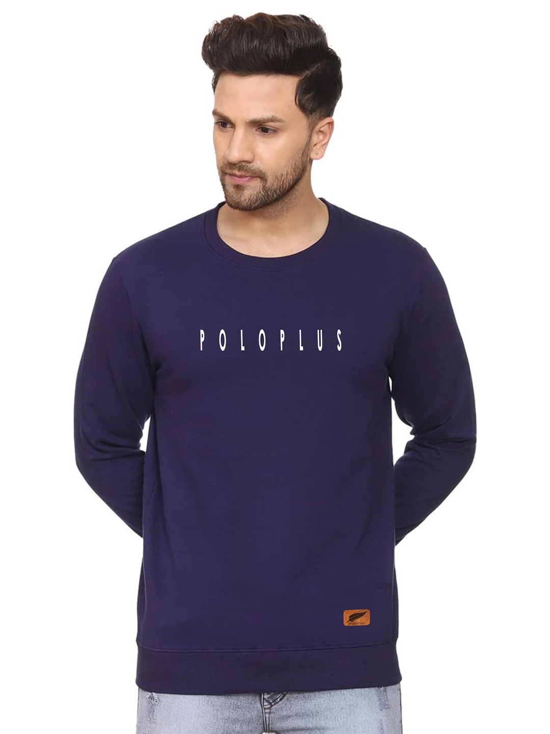 

Polo Plus Men Printed Round Neck Sweatshirt, Navy blue