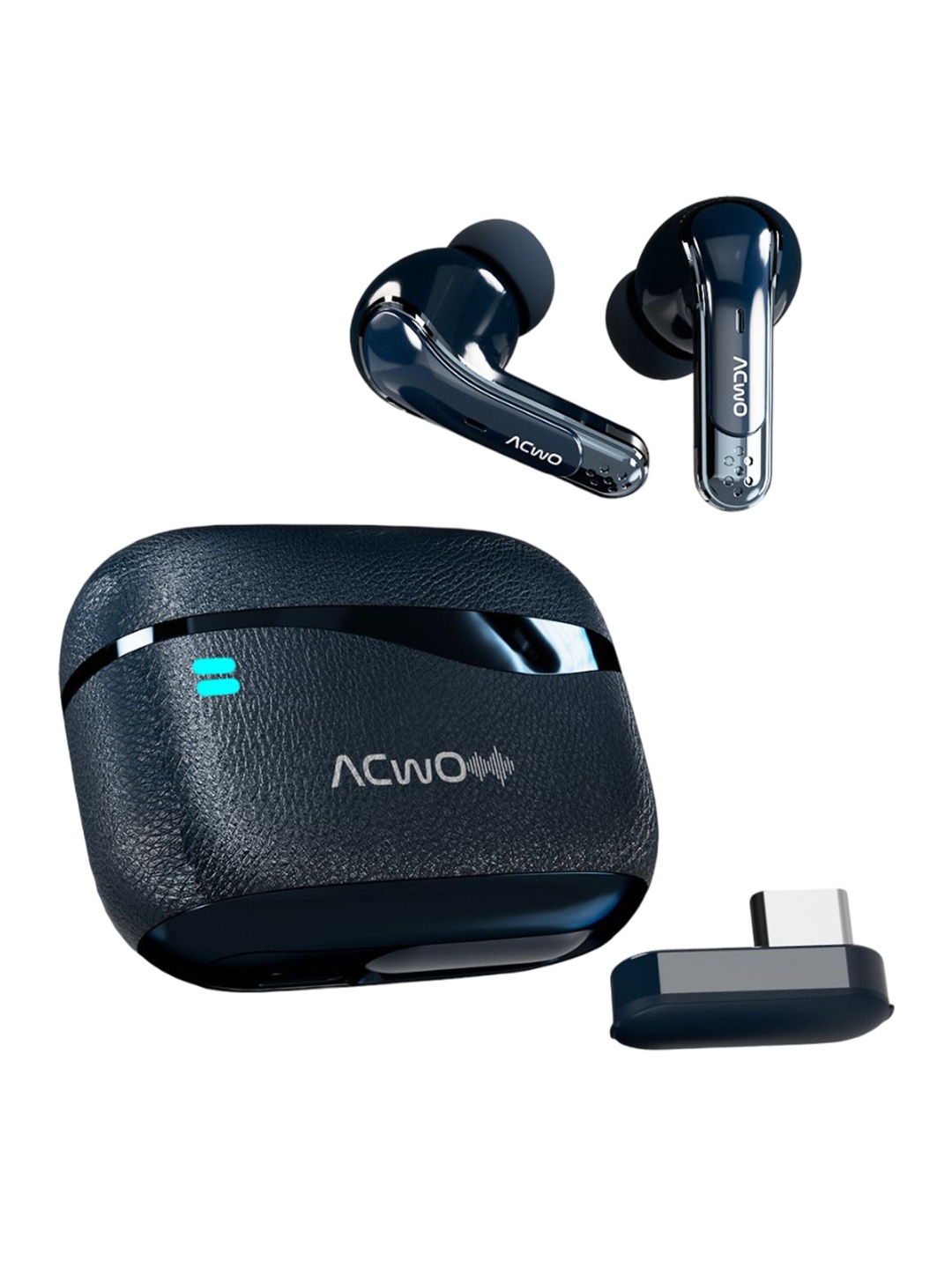 

ACwO DwOTS X French Blue 50Hrs Playtime TWS Dual Connectivity 2.4GHz ANC Earbuds, Black