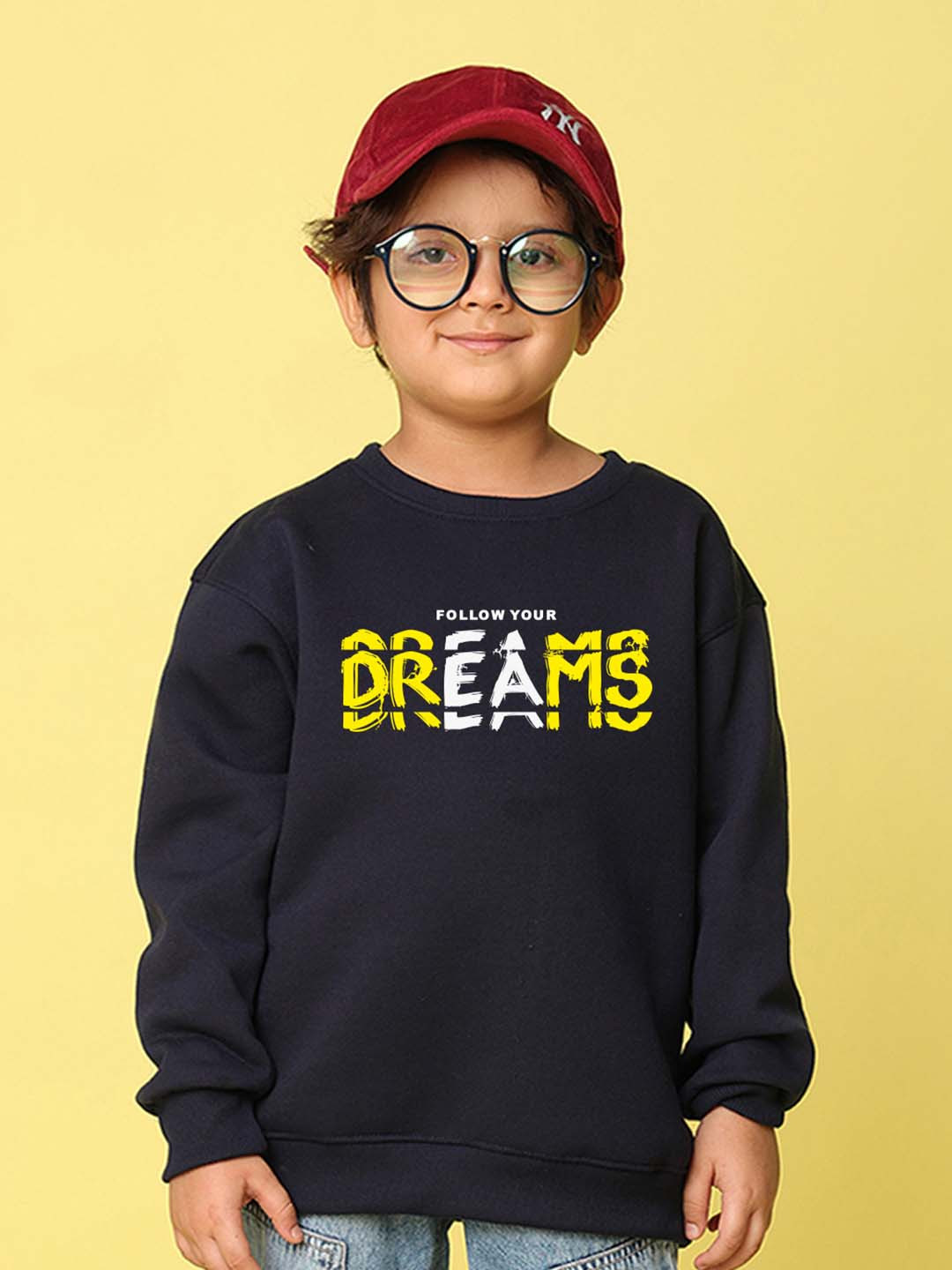 

NUSYL Boys Printed Oversized Sweatshirt, Navy blue