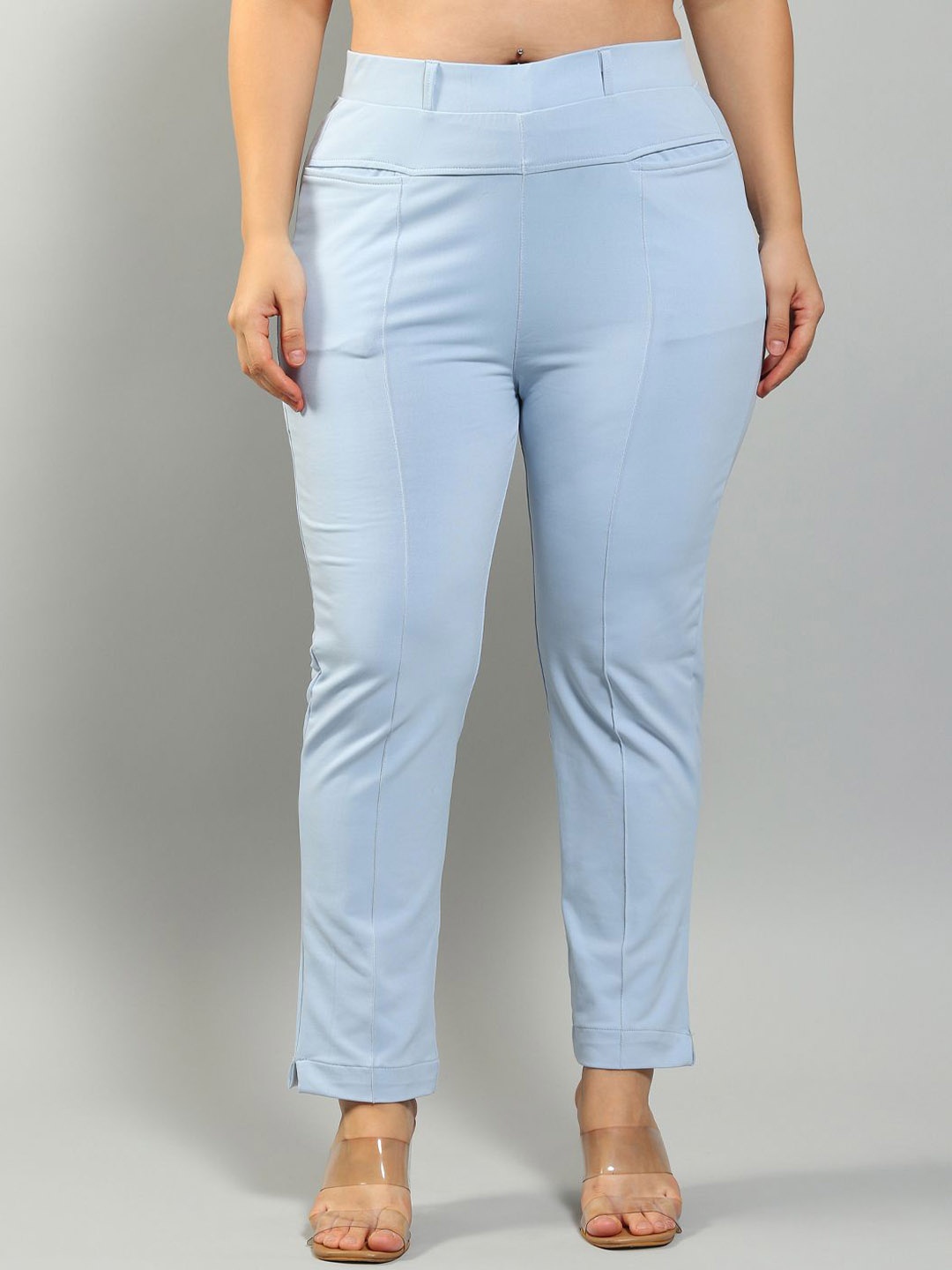 

Plus Size Women Relaxed High-Rise Wrinkle Free Trousers, Blue