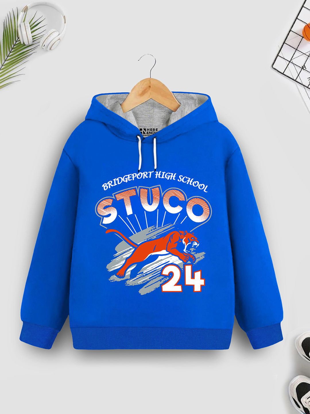 

HERE&NOW Boys Cotton Hooded Sweatshirt, Blue
