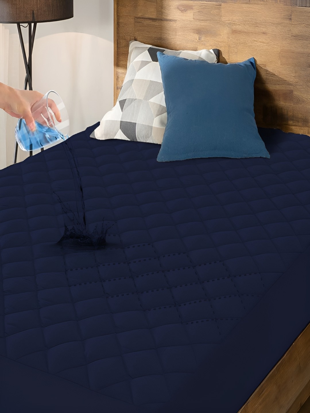 

tundwal's Blue Quilted Polycotton King Fitted Water Resistant Mattress Protector