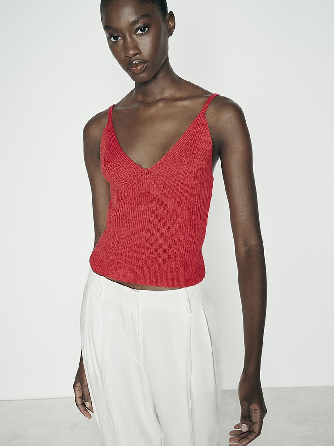 

LULU & SKY Women Solid Shoulder Straps Top, Red