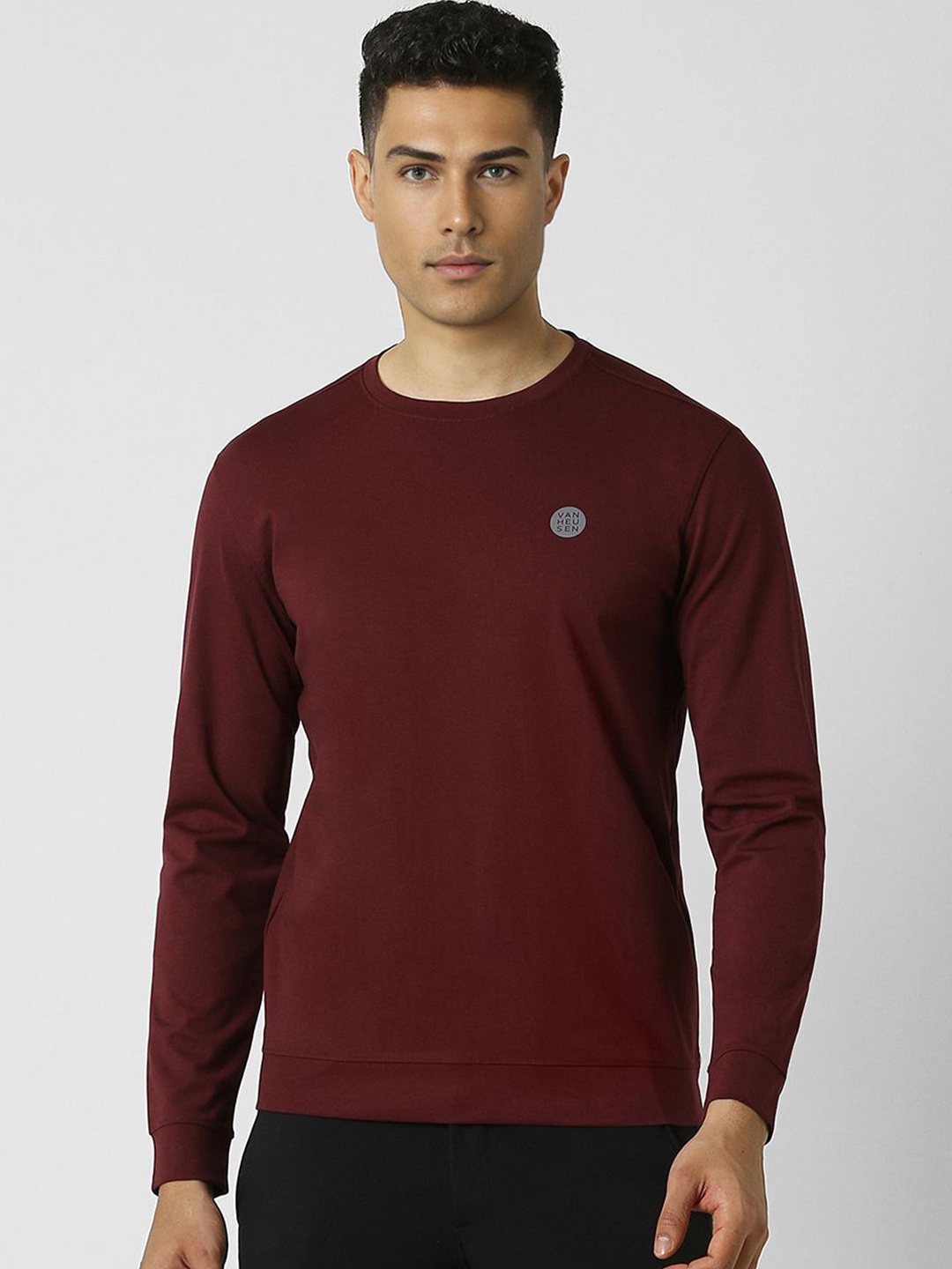 

Van Heusen Flex Men Brand Logo Sweatshirt, Maroon