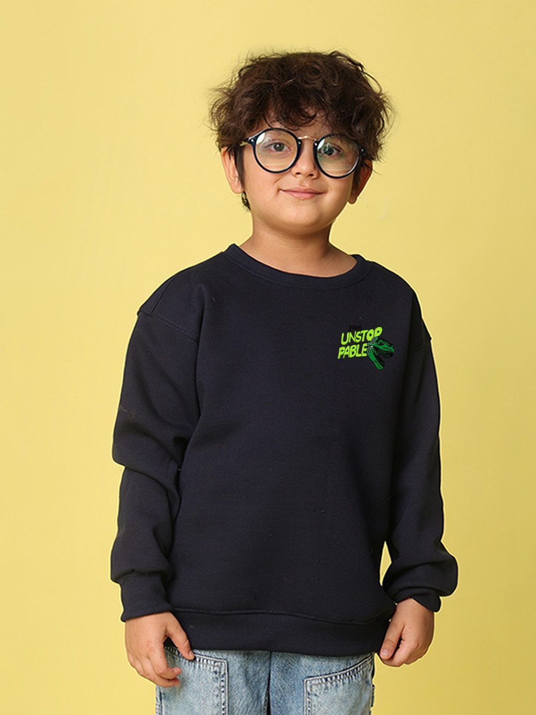 

NUSYL Boys Printed Oversized Sweatshirt, Navy blue